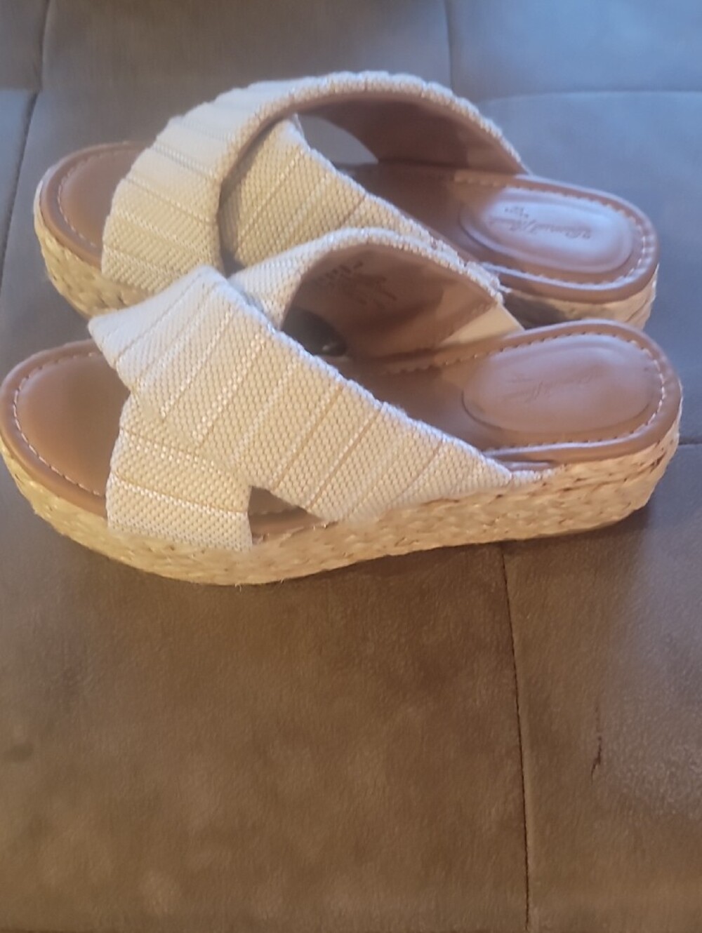 Women’s Cream Universal Thread Woven Espadrille Platform Sandal Sz 7 - Picture 4 of 7